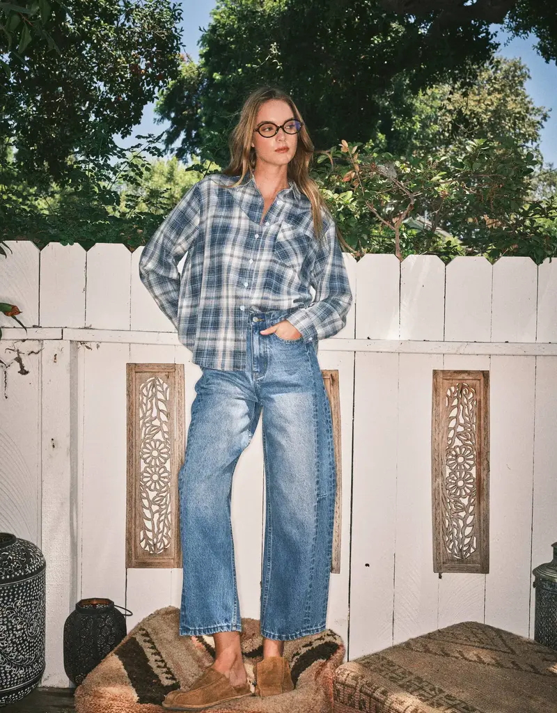 Aaron & Amber Super Soft Washed Cotton Plaid Shirt