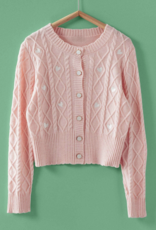 Urban Daizy Cable Knit Heart Embroidered Cardigan