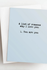 Skel & Co List Of Reason Love Greeting Card