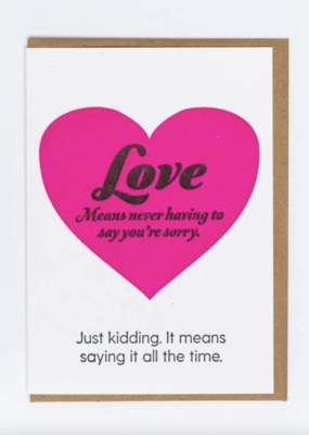 Lady Pilot Letterpress Love Means Card
