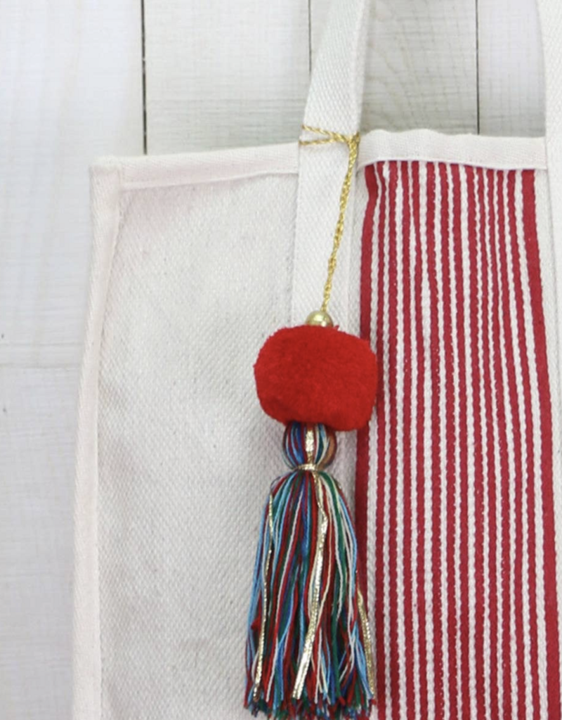 Lovestitch Striped Shopper Bag - Red/Natural