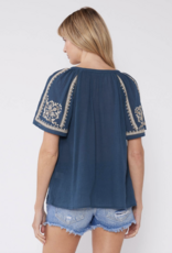Lovestitch Embroidered Raglan SS Tie Top