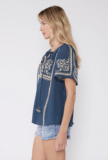 Lovestitch Embroidered Raglan SS Tie Top