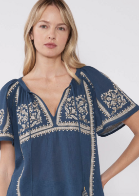 Lovestitch Embroidered Raglan SS Tie Top