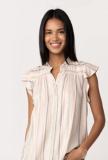 Lovestitch Striped Flutter Sleeve BD Top