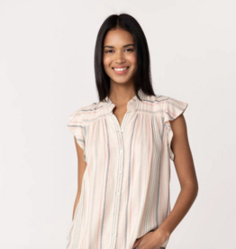 Lovestitch Striped Flutter Sleeve BD Top