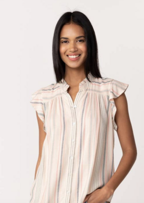 Lovestitch Striped Flutter Sleeve BD Top