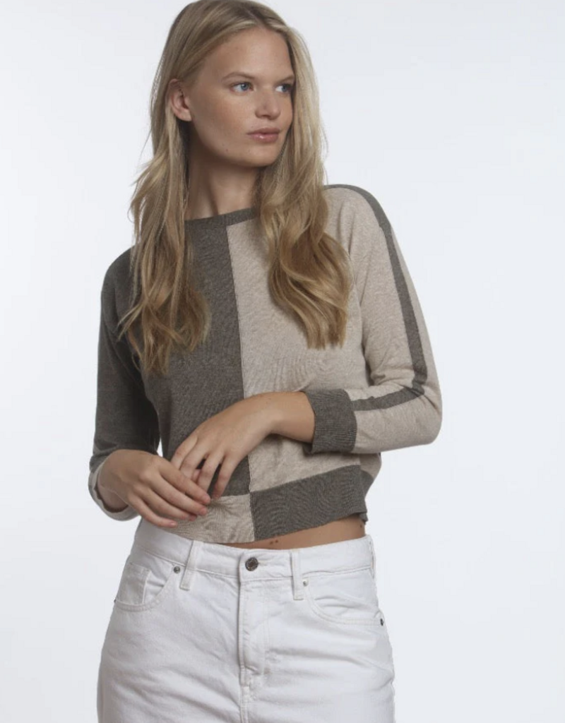 Hasson Bi-Color Boatneck Sweater