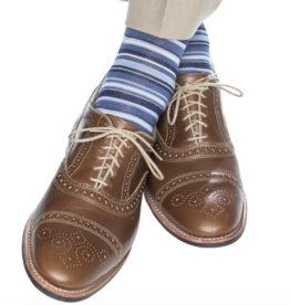 Dapper Classics Dress Navy, Sky Blue, Bay, Cream Variegated Stripes Merino Wool