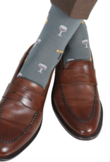 Dapper Classics Steel with Wine Glass, Bottle, and Corkscrew Cotton Sock