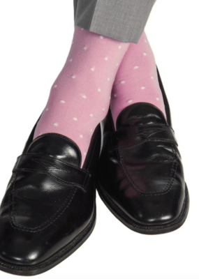 Dapper Classics Pink With White Dots Cotton Sock