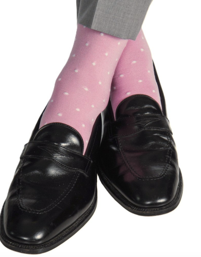 Dapper Classics Pink With White Dots Cotton Sock