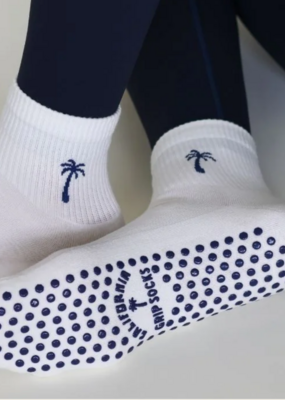California Grip Socks The Palm Shortie Grip Sock - White & Navy