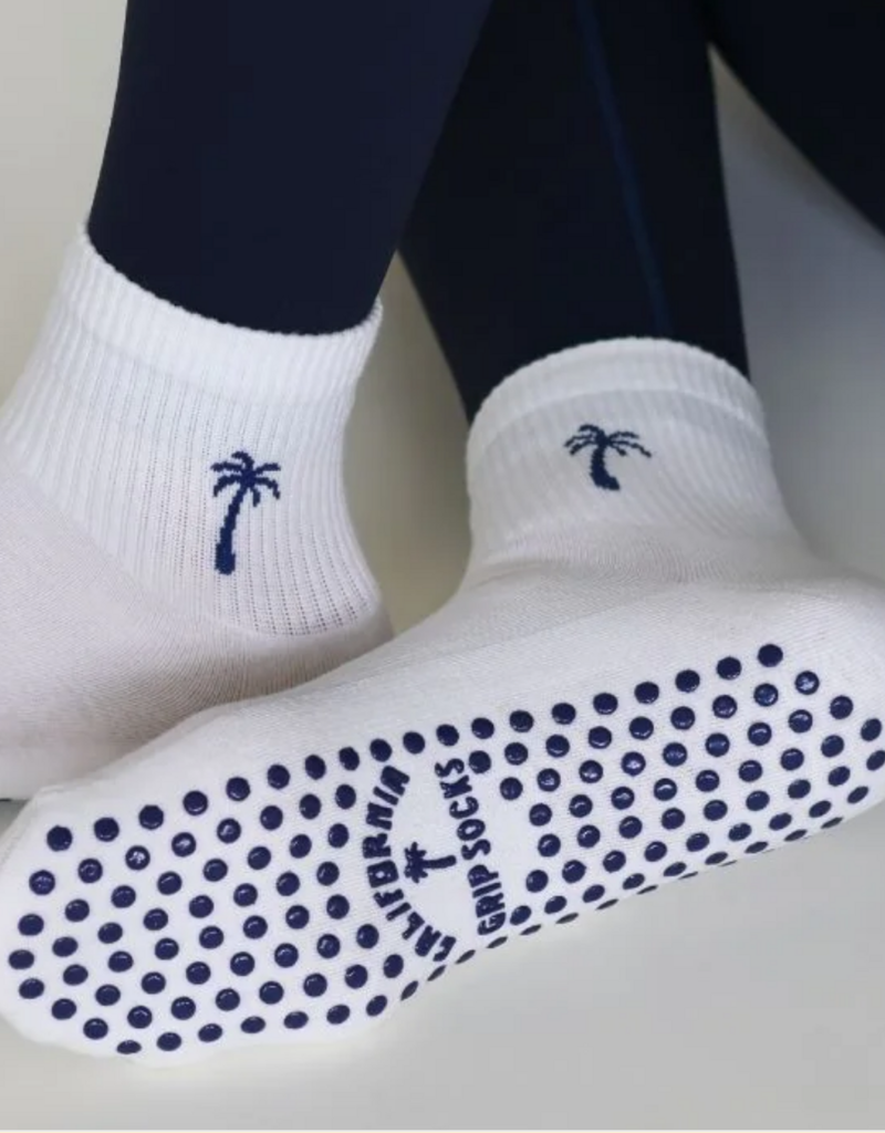 California Grip Socks The Palm Shortie Grip Sock - White & Navy