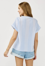 Lovestitch Striped Henley Embroidered Top