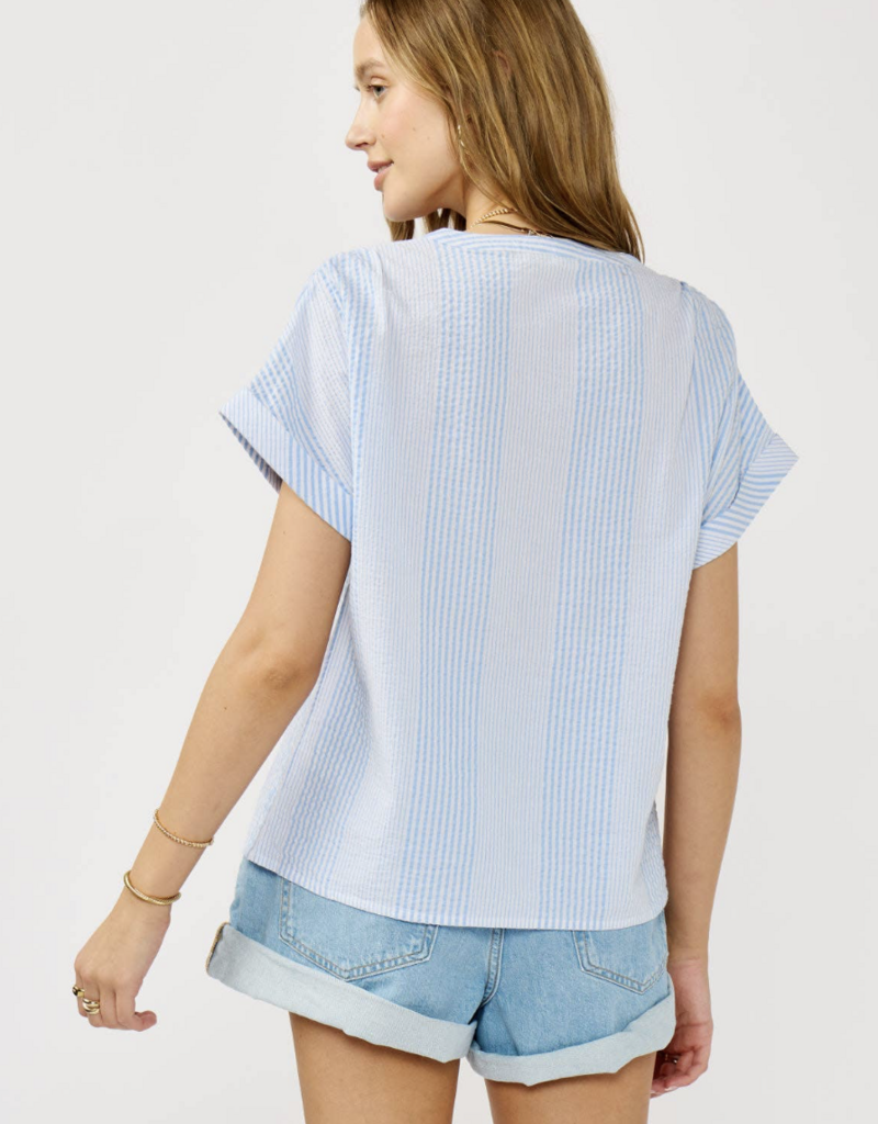 Lovestitch Striped Henley Embroidered Top