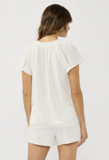 Lovestitch Flutter Sleeve Embroidered Split Neck