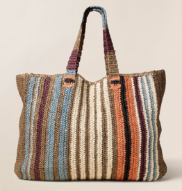 Faherty Straw Stripe Beach Tote
