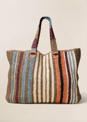 Faherty Straw Stripe Beach Tote