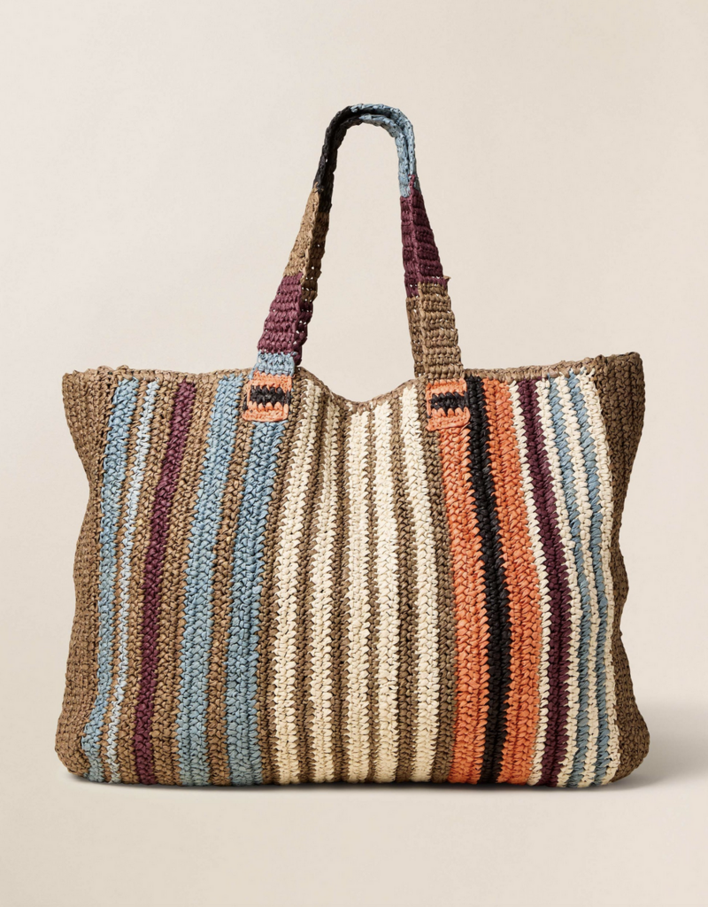 Faherty Straw Stripe Beach Tote