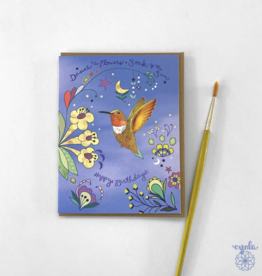 Cynla Hummingbird Dance Orange HBD Card