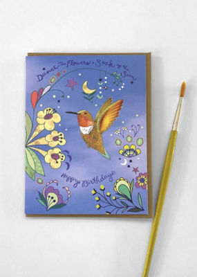 Cynla Hummingbird Dance Orange HBD Card