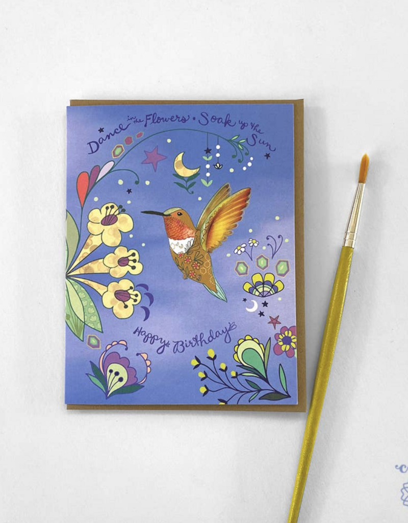 Cynla Hummingbird Dance Orange HBD Card
