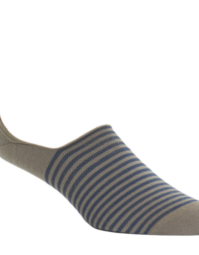 Dapper Classics Taupe with Bay Stripes High Vamp No Show