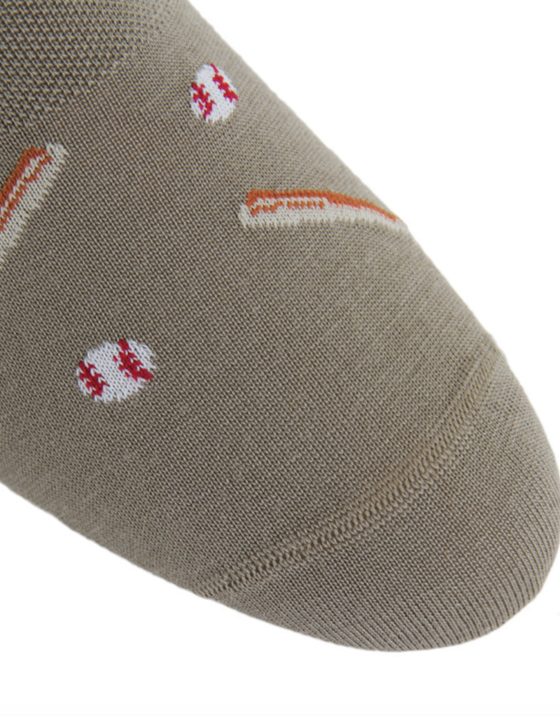 Dapper Classics Taupe with Baseball and Bat High Vamp No Show