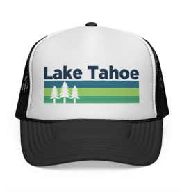Hey Mountains Lake Tahoe CA Retro Tree Trucker Hat