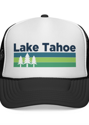 Hey Mountains Lake Tahoe CA Retro Tree Trucker Hat