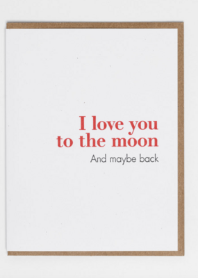 Lady Pilot Letterpress Moon and Back Greeting Card