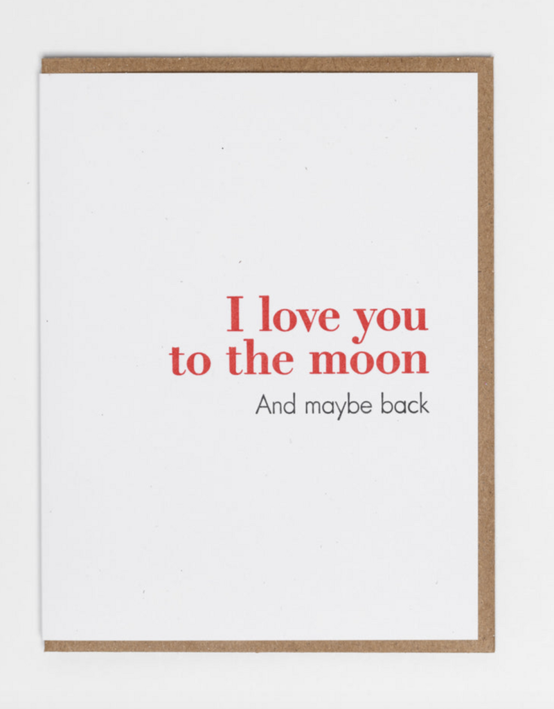 Lady Pilot Letterpress Moon and Back Greeting Card