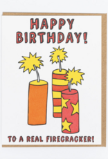 Lady Pilot Letterpress Firecracker Birthday Greeting Card