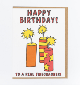 Lady Pilot Letterpress Firecracker Birthday Greeting Card