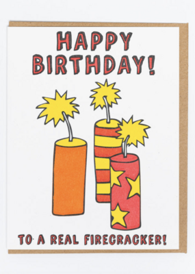 Lady Pilot Letterpress Firecracker Birthday Greeting Card