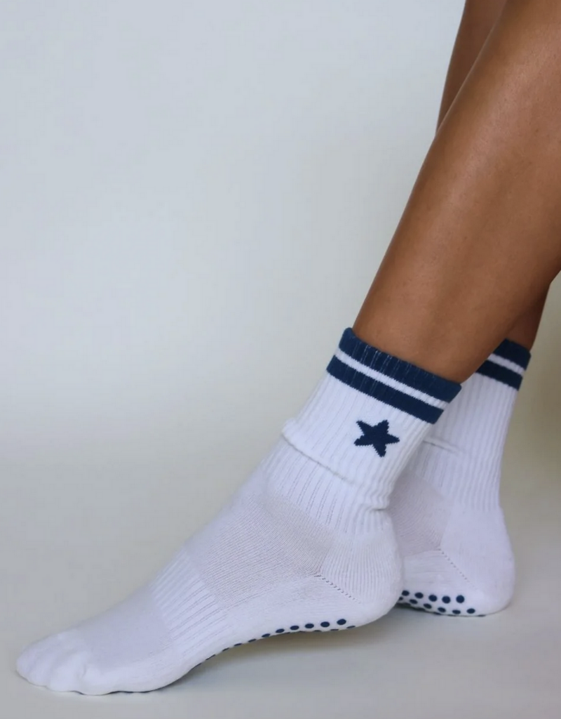 California Grip Socks The Star Grip Sock - White & Blue