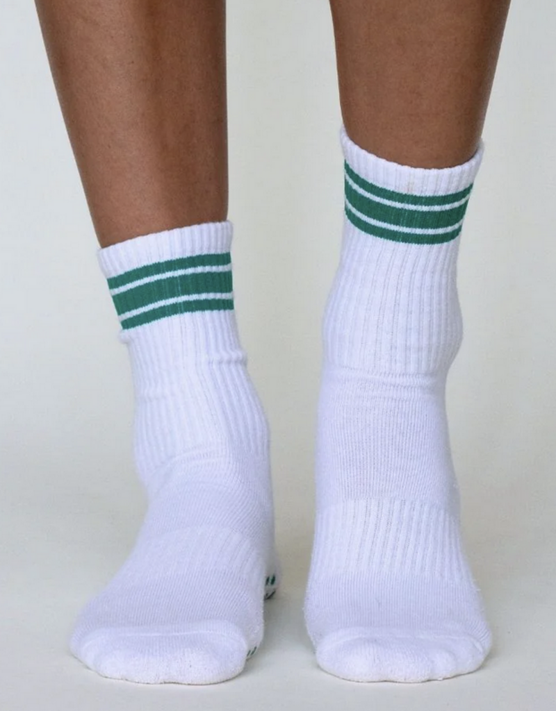 California Grip Socks The Retro Grip Socks- Kelly Green Stripe