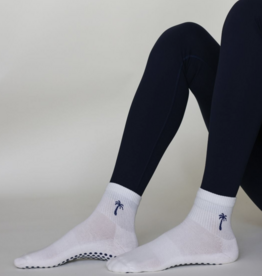 California Grip Socks The Shortie Grip Sock- White & Navy