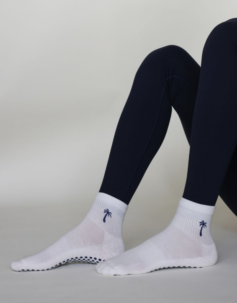 California Grip Socks The Shortie Grip Sock- White & Navy