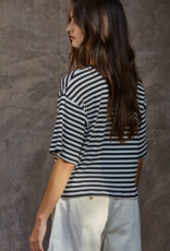 By Together Knit Cotton Spandex Striped Ribbed Top