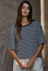 By Together Knit Cotton Spandex Striped Ribbed Top