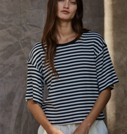 By Together Knit Cotton Spandex Striped Ribbed Top