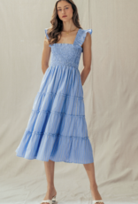 Urban Daizy Cotton Smocked Tiered Midi Dress