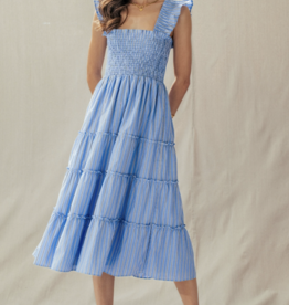 Urban Daizy Cotton Smocked Tiered Midi Dress