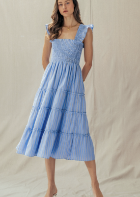 Urban Daizy Cotton Smocked Tiered Midi Dress