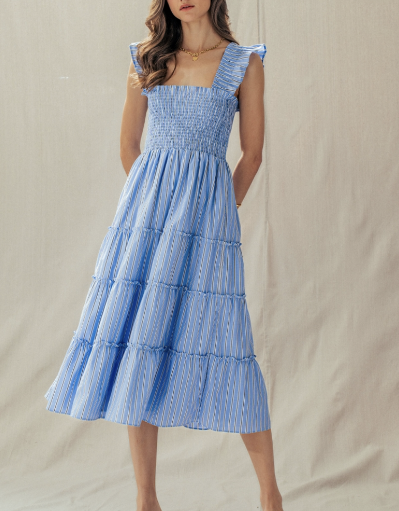 Urban Daizy Cotton Smocked Tiered Midi Dress