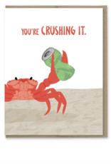 Modern Printed Matter Crushing It Crab Congrats Card