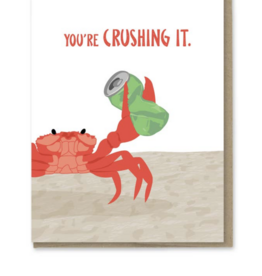 Modern Printed Matter Crushing It Crab Congrats Card