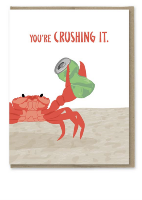 Modern Printed Matter Crushing It Crab Congrats Card